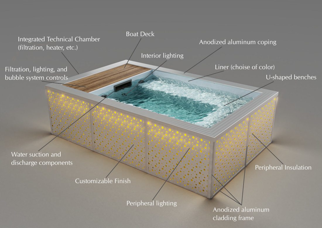 Petite Source - Contemporary bath designed as a micro pool, blending aesthetics and functionality.